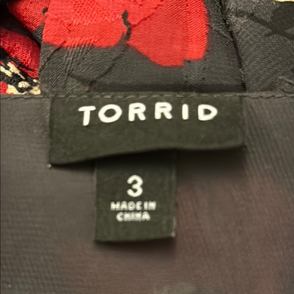 Torrid Red and Pink Wrap Sundress with Bishop Sleeves - Picture 11 of 13